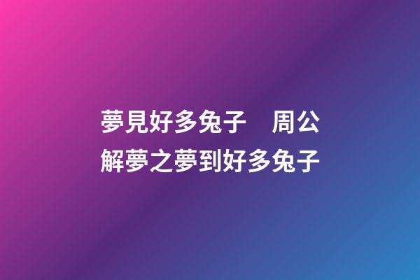 夢見好多兔子　周公解夢之夢到好多兔子